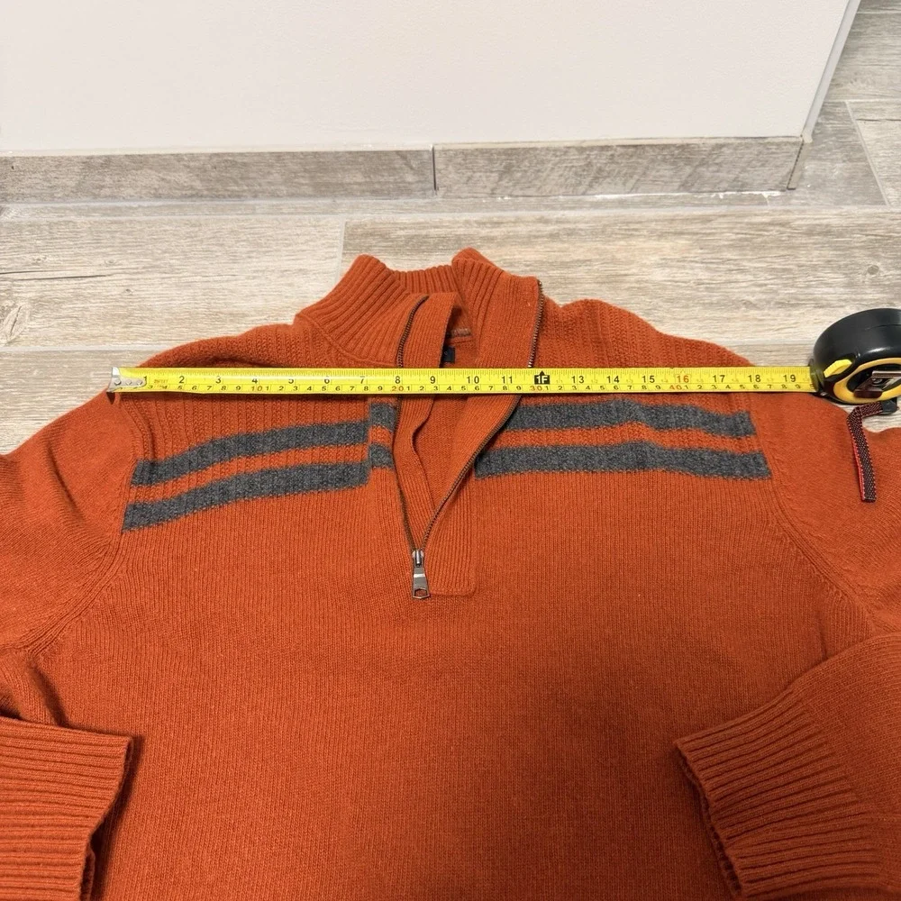 Men's Banana Republic‎ Italian Yarn  Merino Wool Sweater 1/4 Zip Orange Sz Large